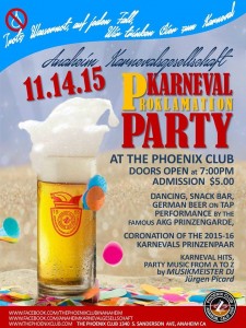 Anaheim Karnevalsgesellschaft Karneval Proklamation Party