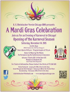 Rheinischer Verein Mardi Gras Society of Chicago Opening of Karneval Nov 14th.